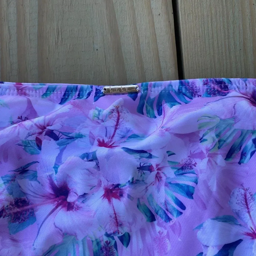 Nicole Miller Pink Floral Two-Piece Swim Set – Size Large (NWT)